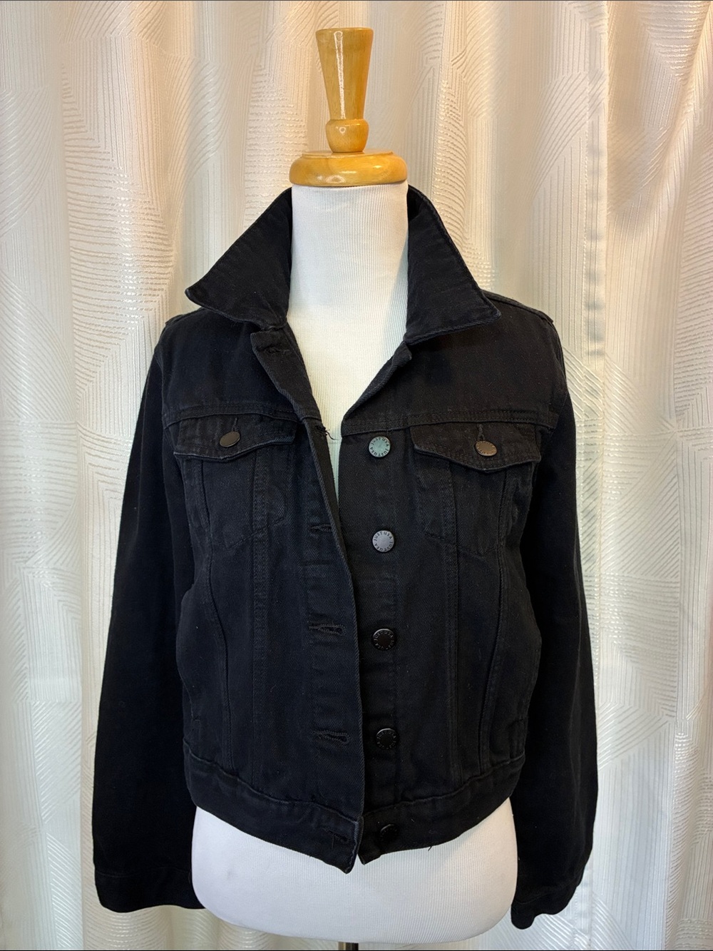 Just USA Black Denim Trucker Jacket - Women's Button-Up